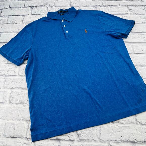 POLO RALPH LAUREN Men's Classic Fit Polo Shirt Large Blue Short Sleeve - Picture 1 of 9